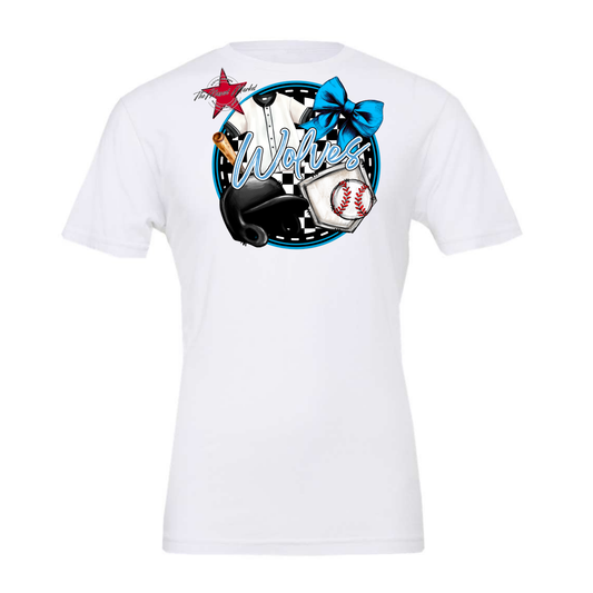 Wolves Circle Baseball Design-Carolina Blue