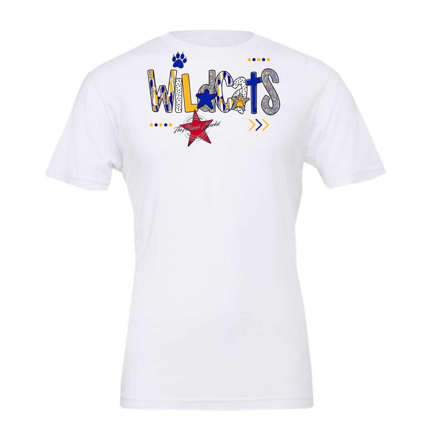 Wildcats Brushstroke Alpha w Arrows-Blue-Yellow
