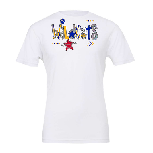 Wildcats Brushstroke Alpha w Arrows-Blue-Yellow