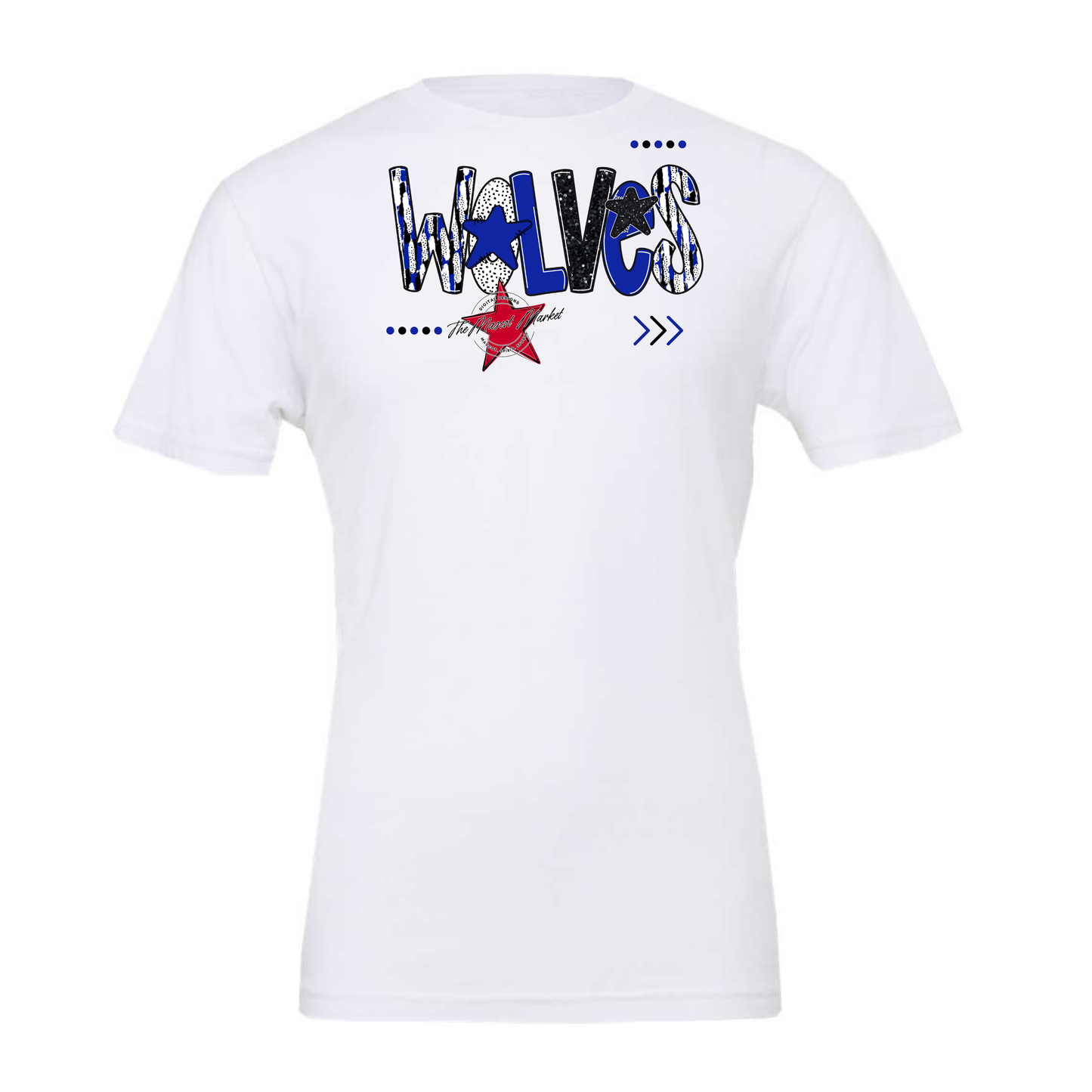 Wolves Brushstroke Alpha w Arrows-Royal Blue