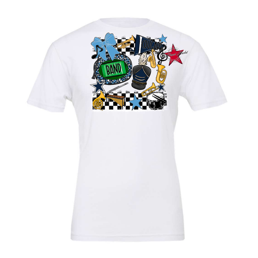 Cougars Checkers Band Spirit Design-Navy-Carolina Blue