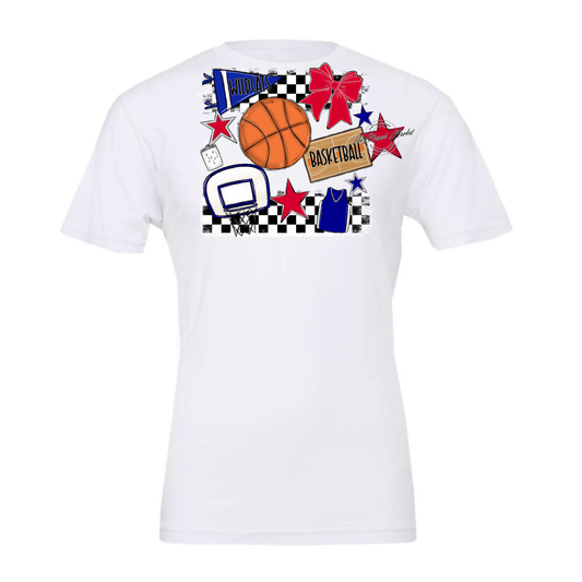 Wildcats Checkers Basketball Spirit Design-Blue-Red