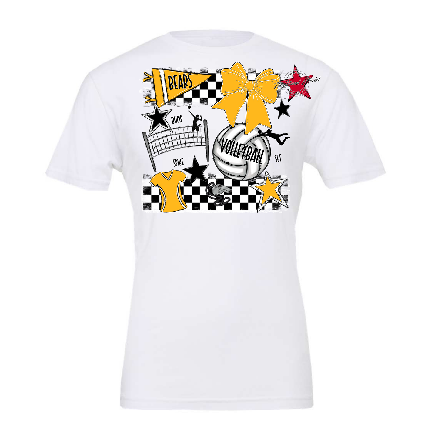 Bears Volleyball Checkers Design-Yellow