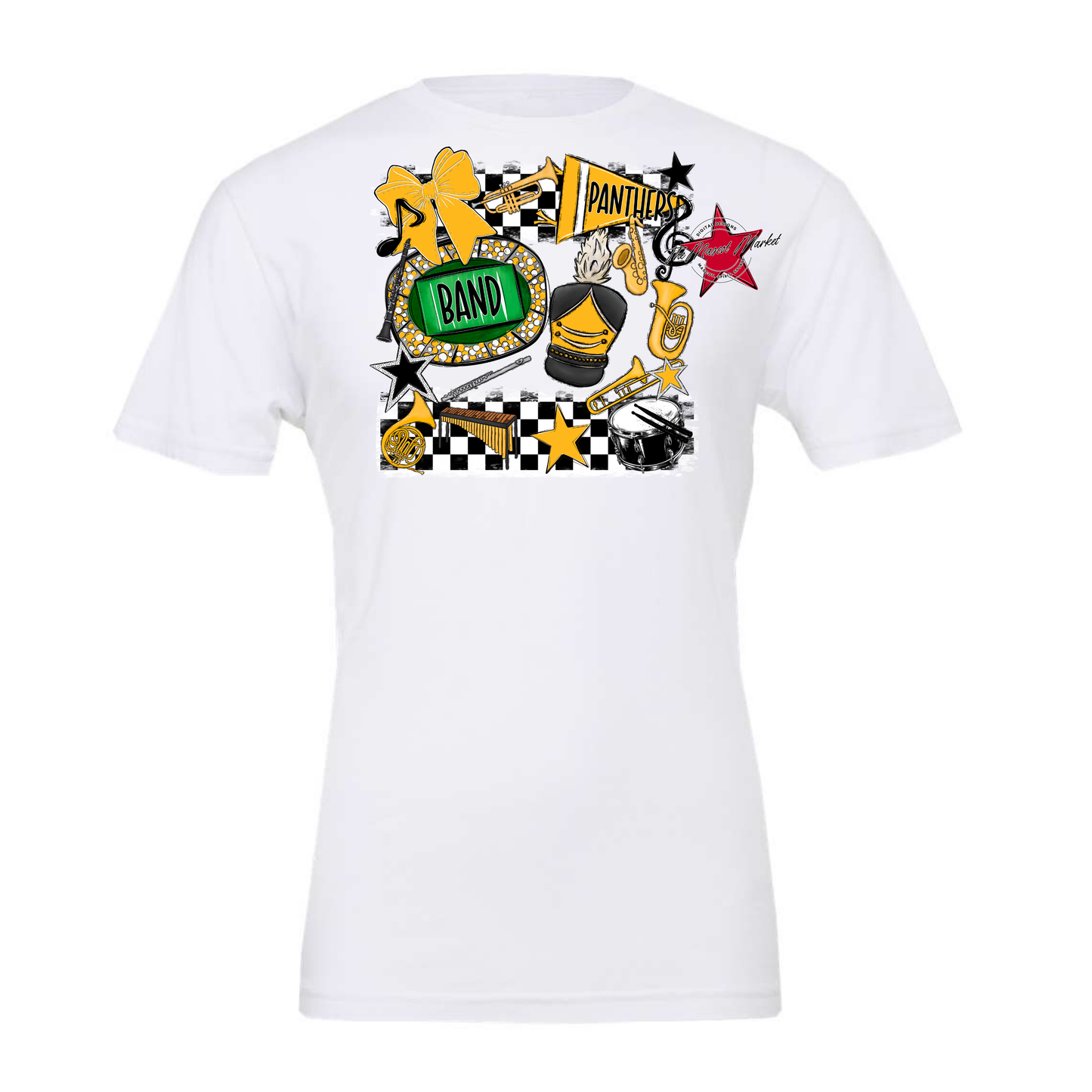 Panthers Checkers Band Spirit Design-Yellow