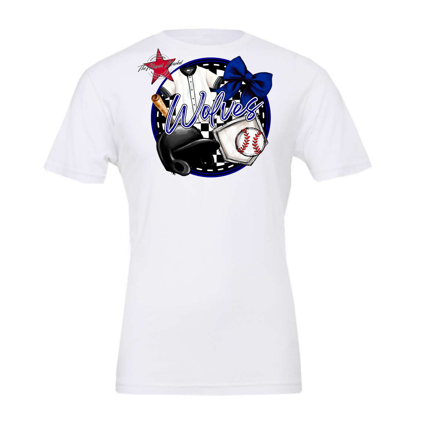 Wolves Circle Baseball Design-Blue