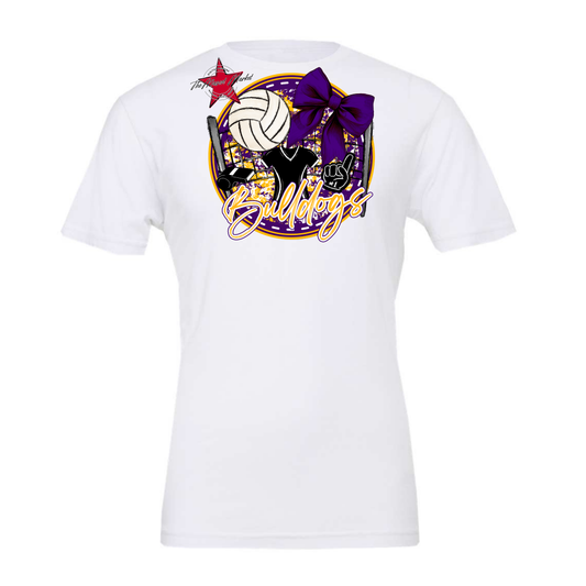 Bulldogs Circle Volleyball Design-Purple-Yellow