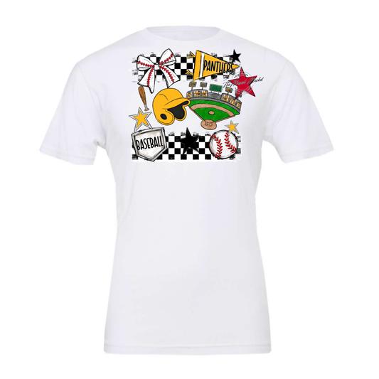 Panthers Checkers Baseball Spirit Design-Yellow