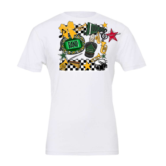 Cougars Checkers Band Spirit Design-Green-Yellow