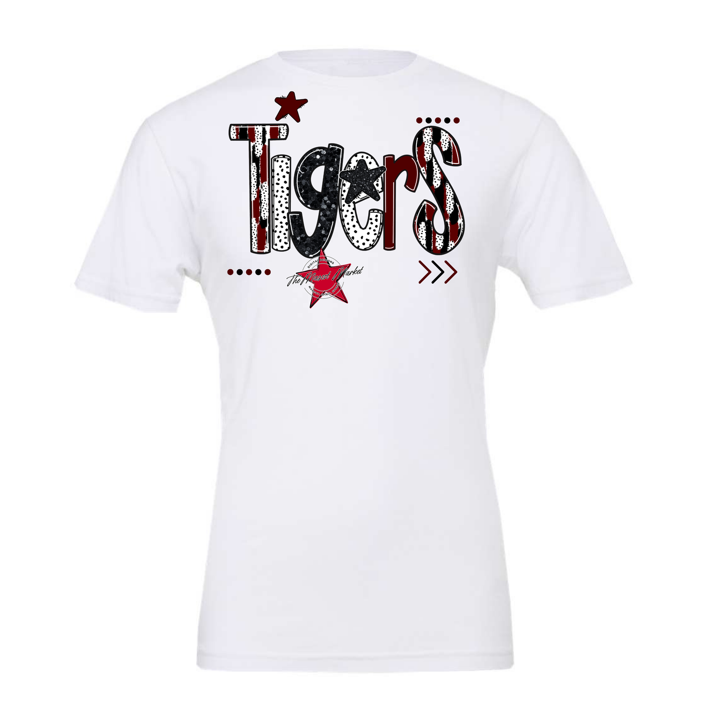 Tigers Brushstroke Alpha w Arrows-Maroon