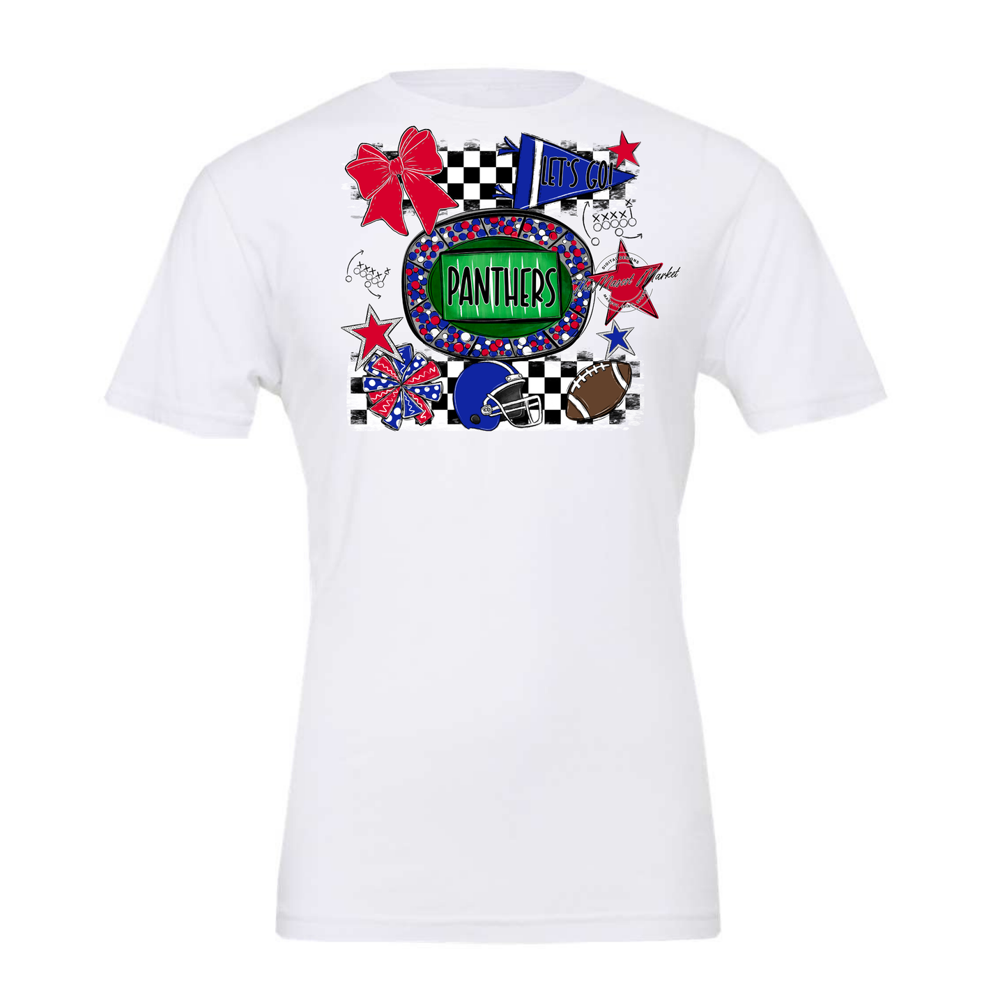 Panthers Checkers Spirit Design-Royal Blue-Red