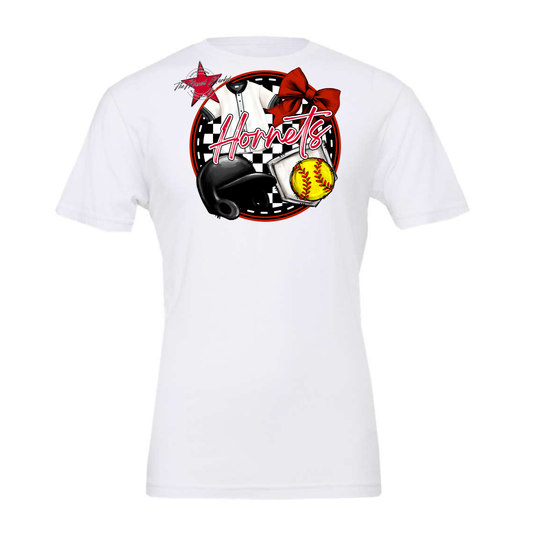 Hornets Circle Softball Design-Red