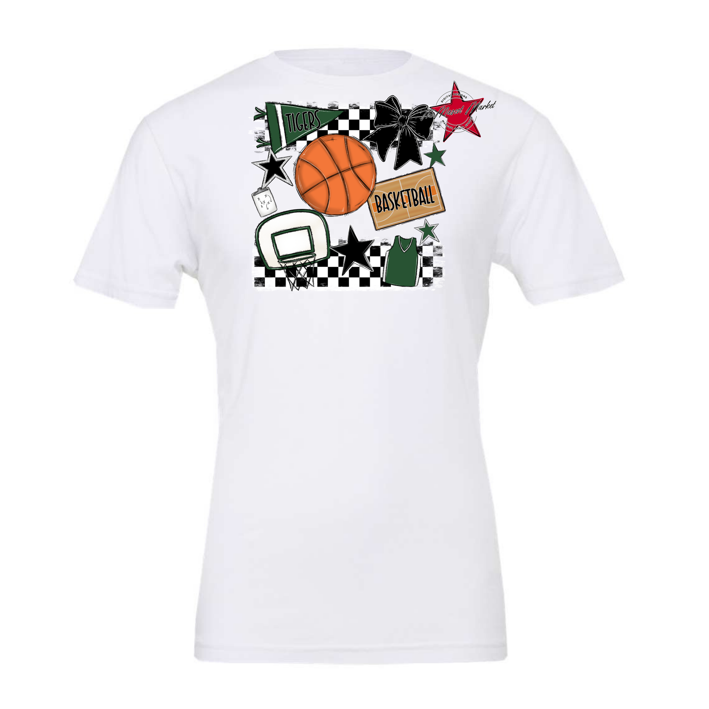 Tigers Checkers Basketball Spirit Design-Green
