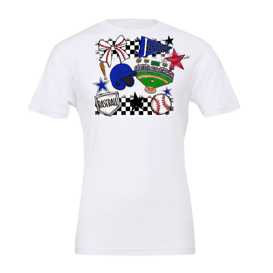 Panthers Checkers Baseball Spirit Design-Royal Blue