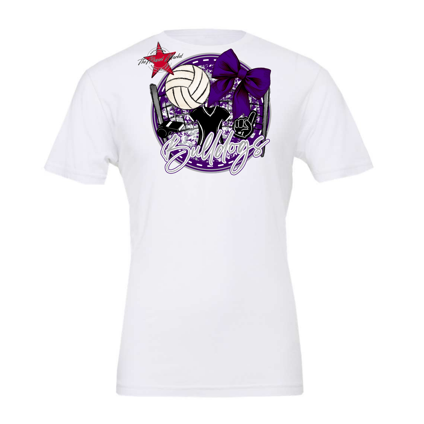 Bulldogs Circle Volleyball Design-Purple-Grey