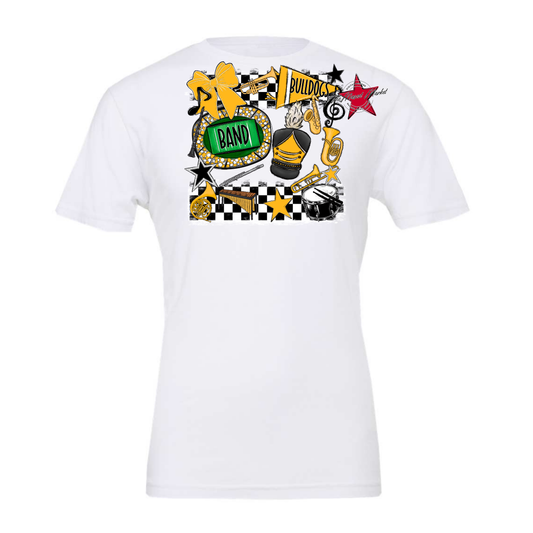 Bulldogs Checkers Band Spirit Design-Yellow