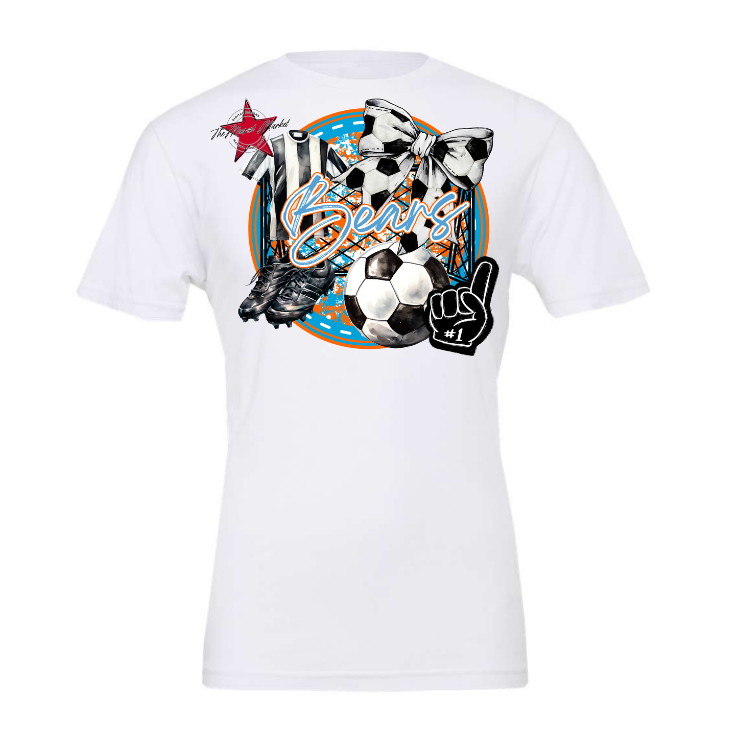 Bears Circle Soccer Design-Carolina Blue-Orange