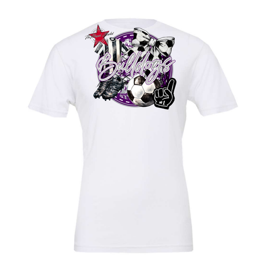 Bulldogs Circle Soccer Design-Purple-Grey