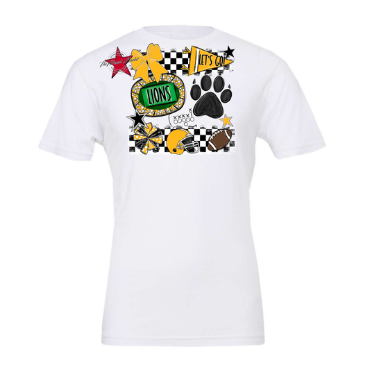 Lions Checkers Mascot Spirit Design w Paw-Yellow