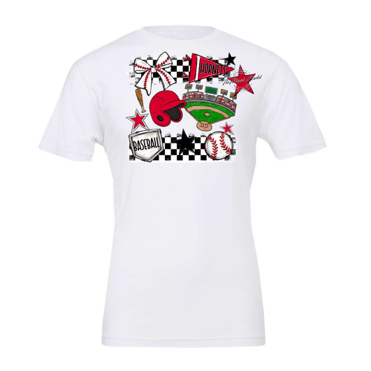 Hornets Checkers Baseball Spirit Design-Red