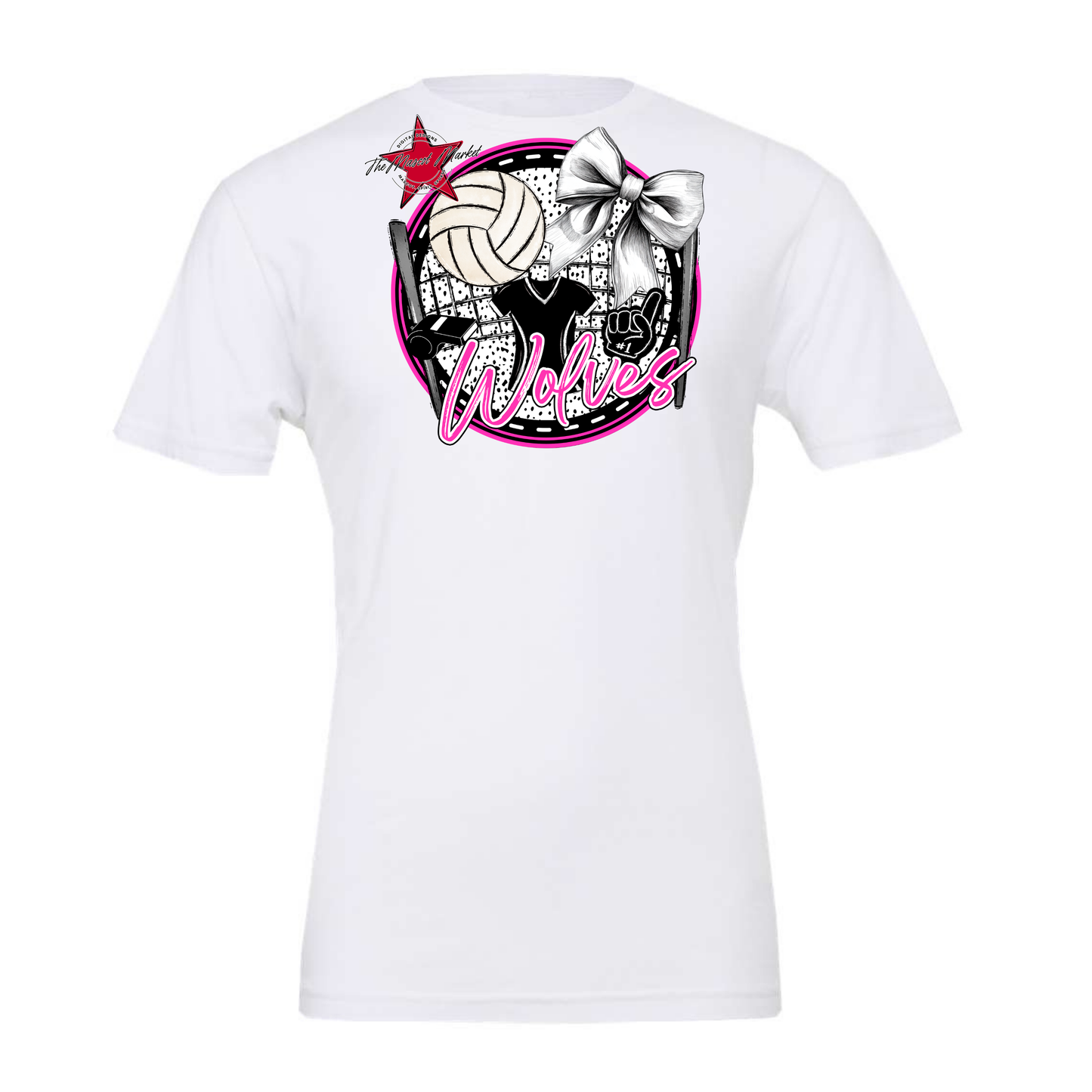 Wolves Circle Volleyball Design-Pink