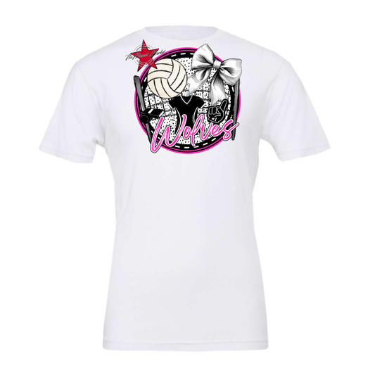 Wolves Circle Volleyball Design-Pink