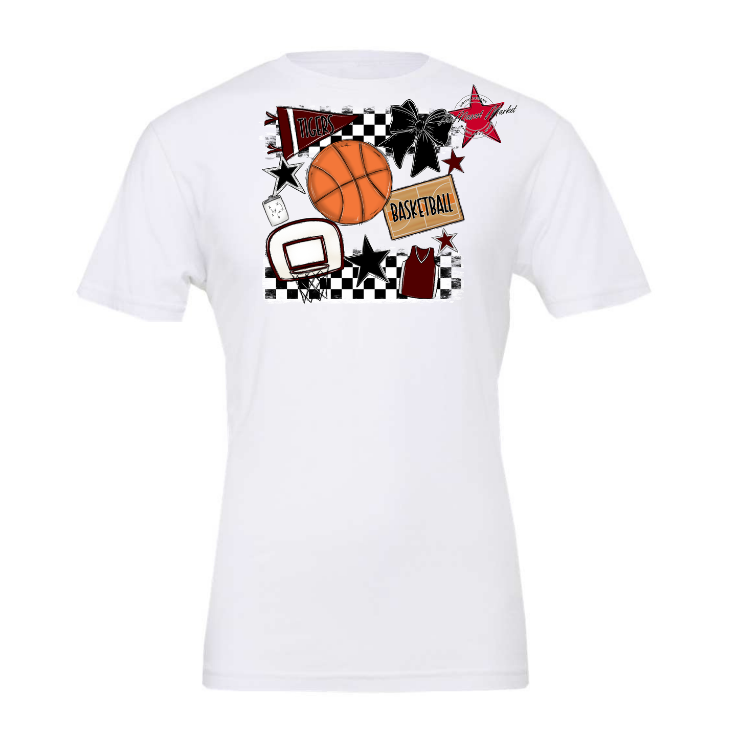 Tigers Checkers Basketball Spirit Design-Maroon