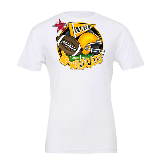 Wildcats Circle Football Design-Yellow