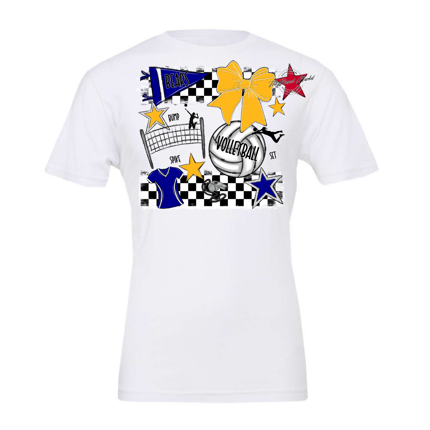 Bears Volleyball Checkers Design-Blue-Yellow