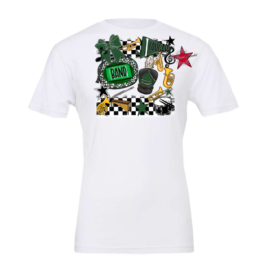 Cougars Checkers Band Spirit Design-Green