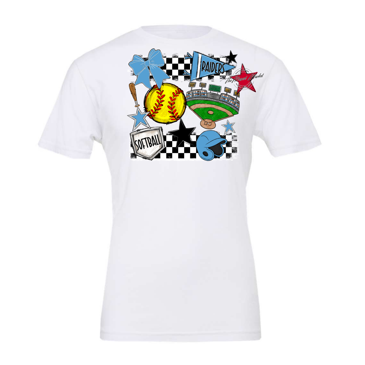 Raiders Softball Checkers Design-Carolina Blue