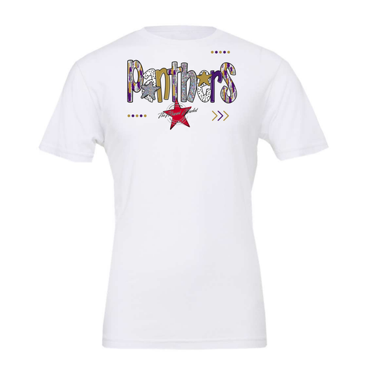 Panthers Brushstroke Alpha w Arrows-Purple-Gold