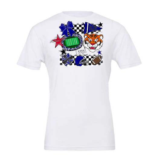 Tigers Checkers Mascot Spirit Design-Blue