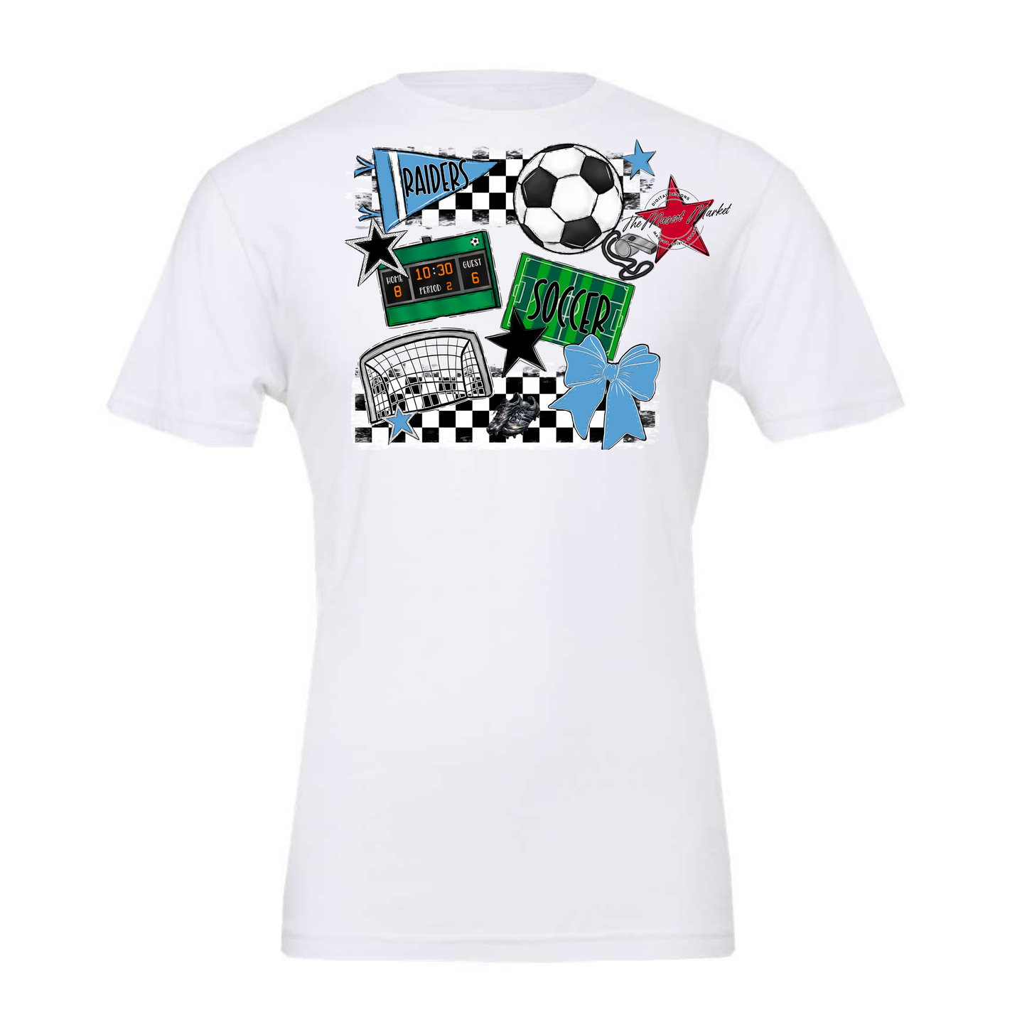 Raiders Soccer Checkers Design-Carolina Blue