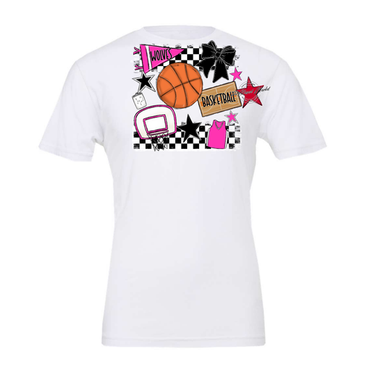 Wolves Checkers Basketball Spirit Design-Pink