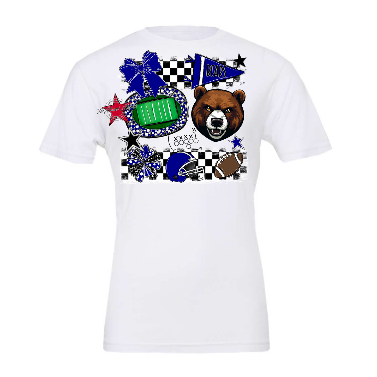 Bears Checker Mascot Spirit Design-Blue