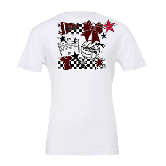 Wildcats Checkers Volleyball Spirit Design-Maroon