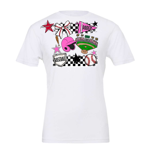 Raiders Baseball Checkers Design-Baby Pink