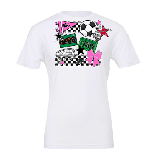 Lions Checkers Soccer Spirit Design-Baby Pink
