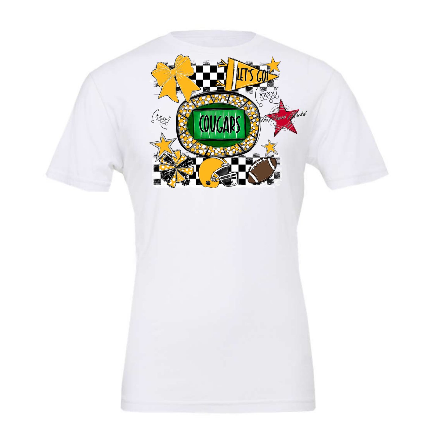 Cougars Checkers Spirit Design-Yellow