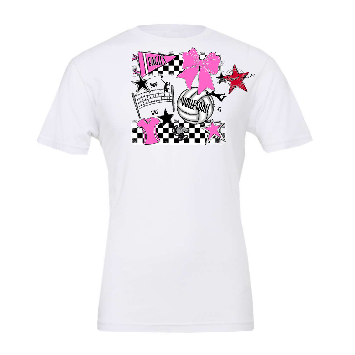 Eagles Volleyball Checkers Design-Baby Pink
