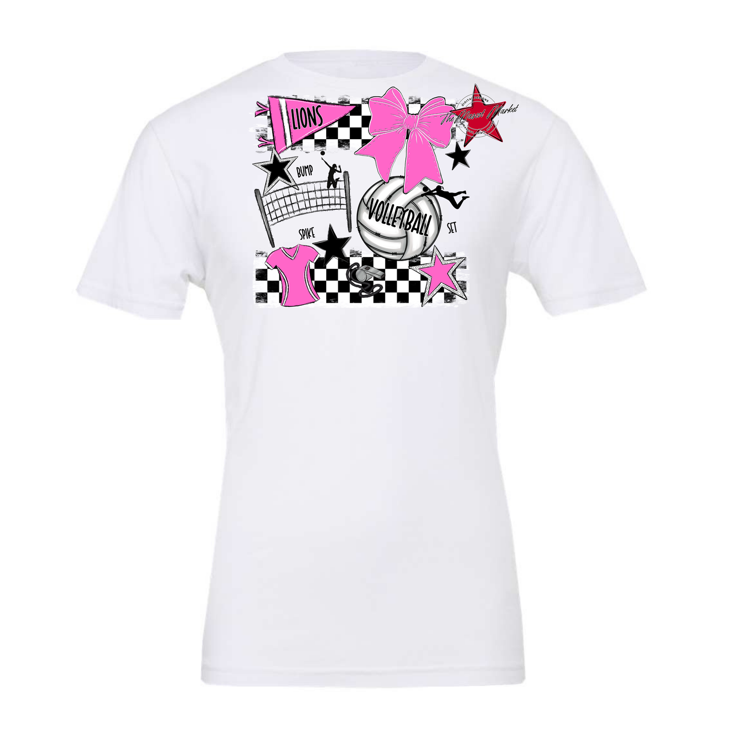 Lions Checkers Volleyball Spirit Design-Baby Pink