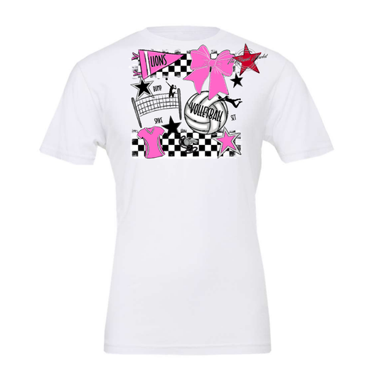 Lions Checkers Volleyball Spirit Design-Baby Pink