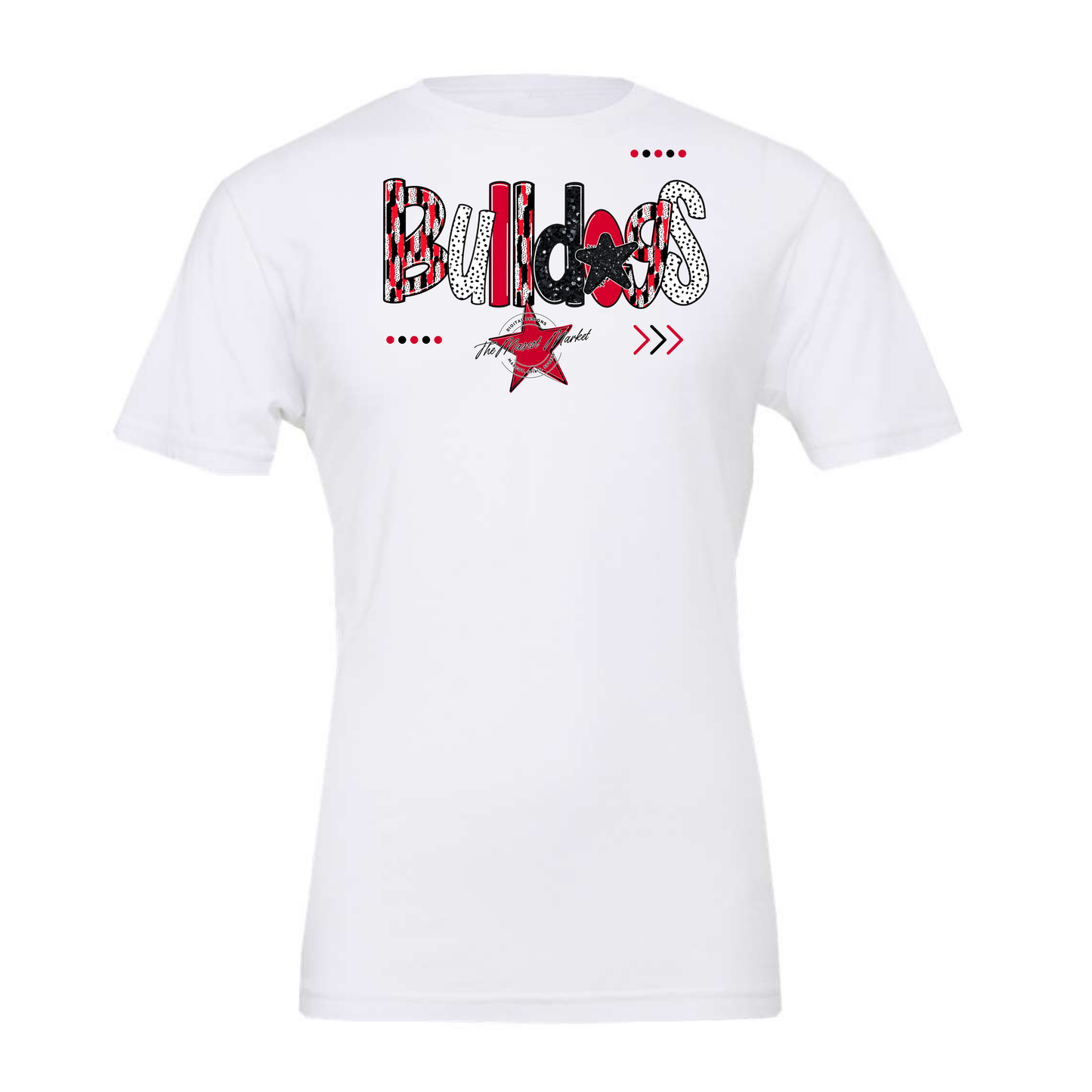 Bulldogs Brushstroke Alpha w Arrows-Red