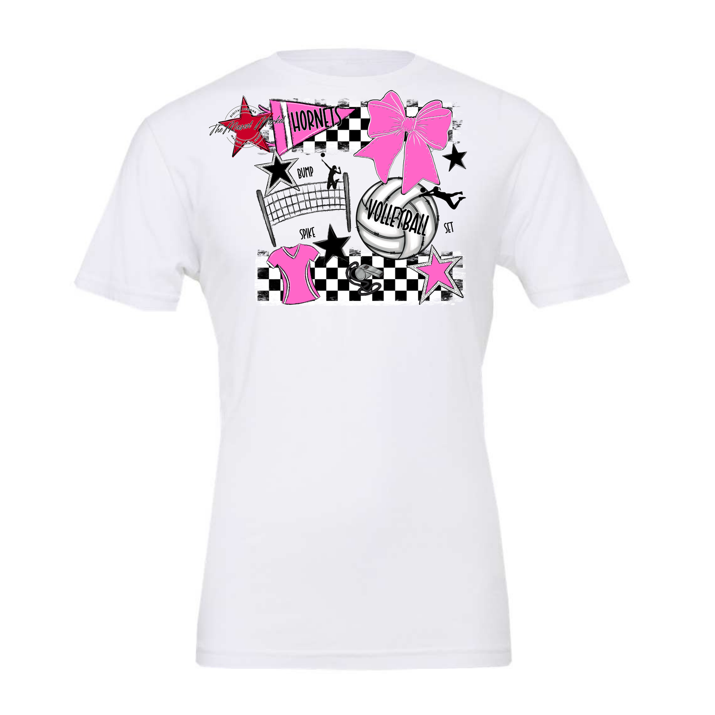 Hornets Checkers Volleyball Spirit Design-Baby Pink