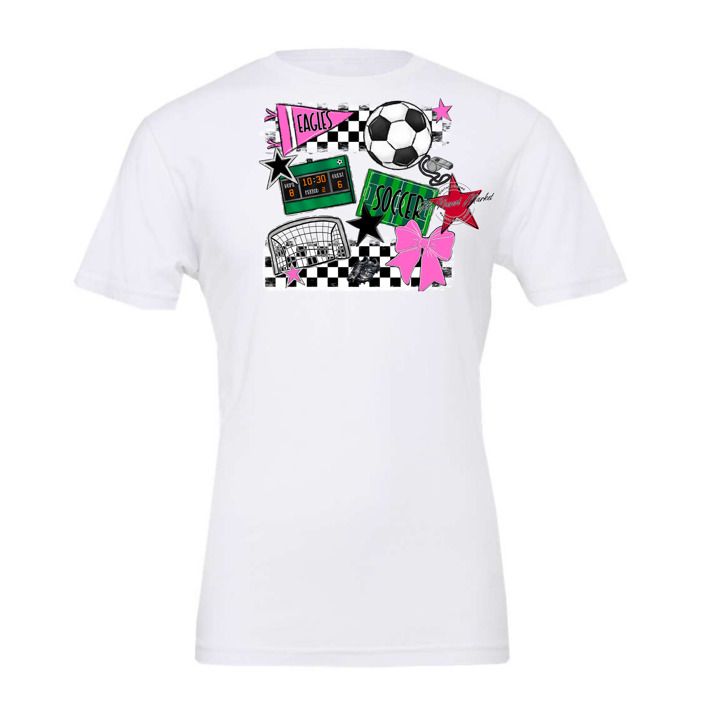 Eagles Soccer Checkers Design-Baby Pink