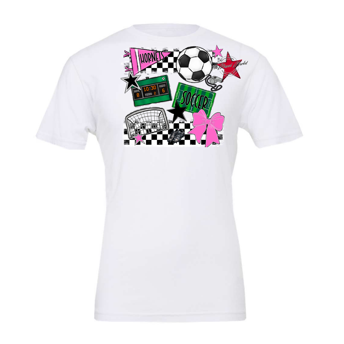 Hornets Checkers Soccer Spirit Design-Baby Pink
