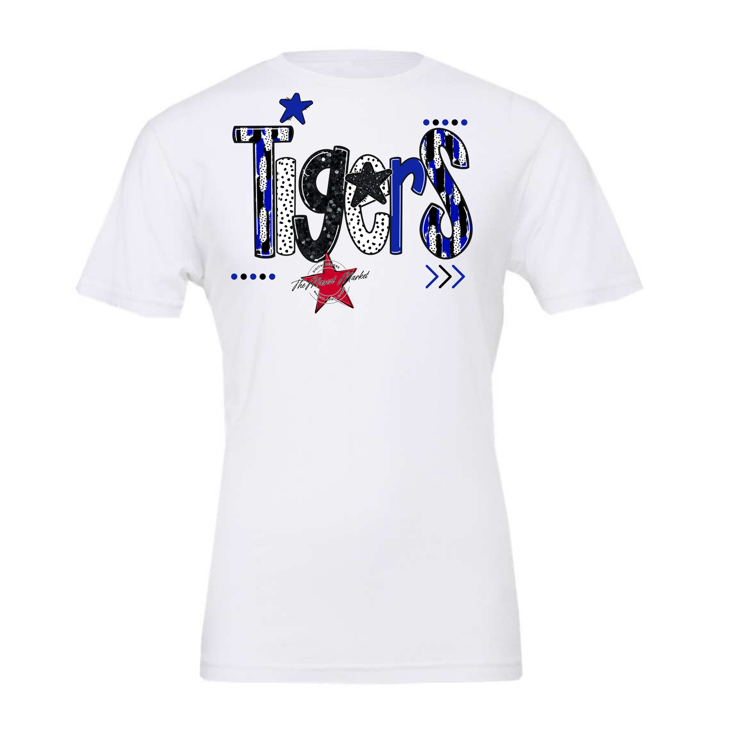 Tigers Brushstroke Alpha w Arrows-Royal Blue