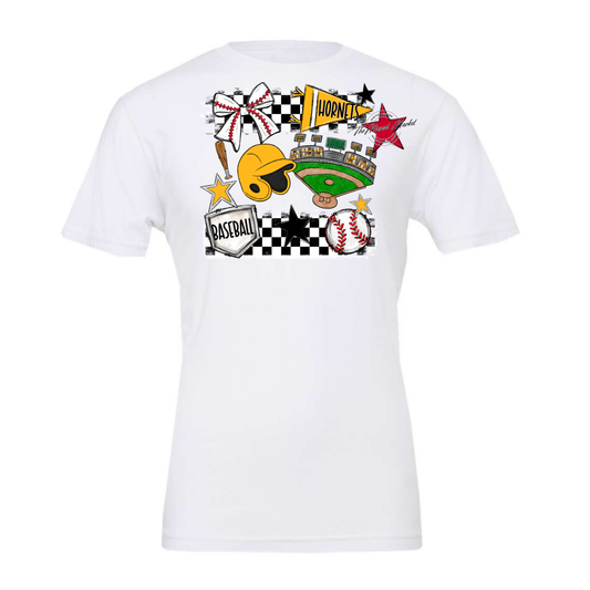Hornets Checkers Baseball Spirit Design-Yellow