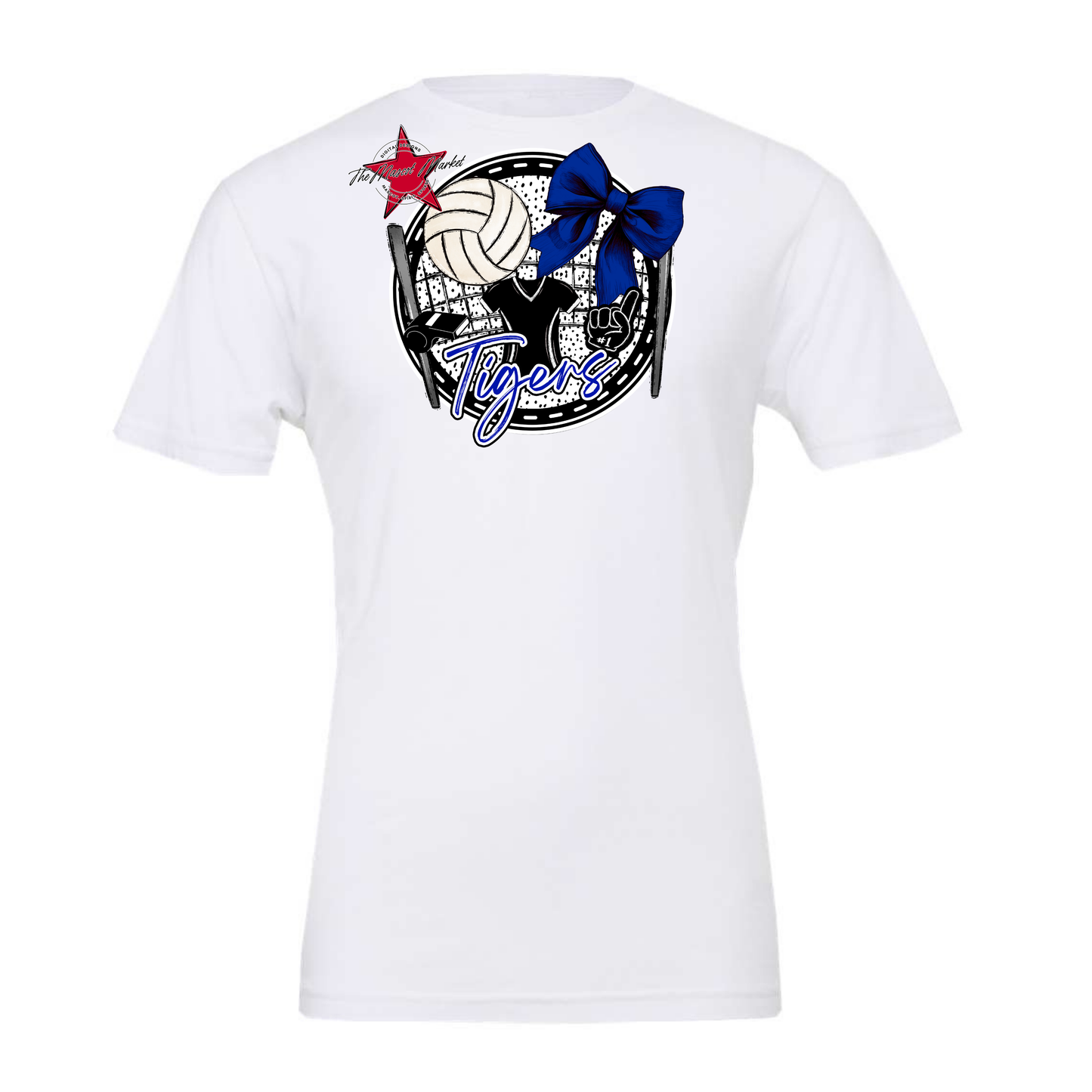 Tigers Circle Volleyball Design-Blue