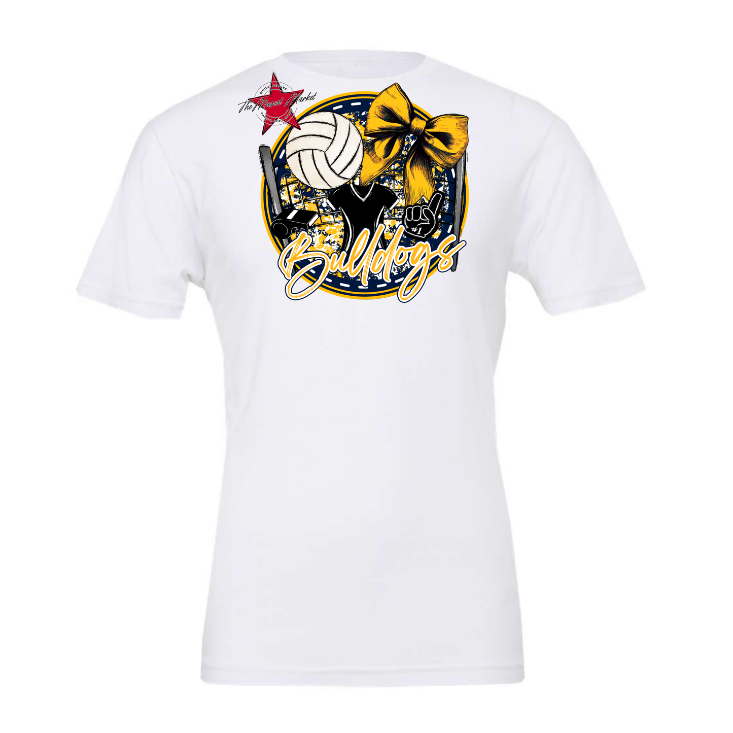 Bulldogs Circle Volleyball Design-Navy-Yellow